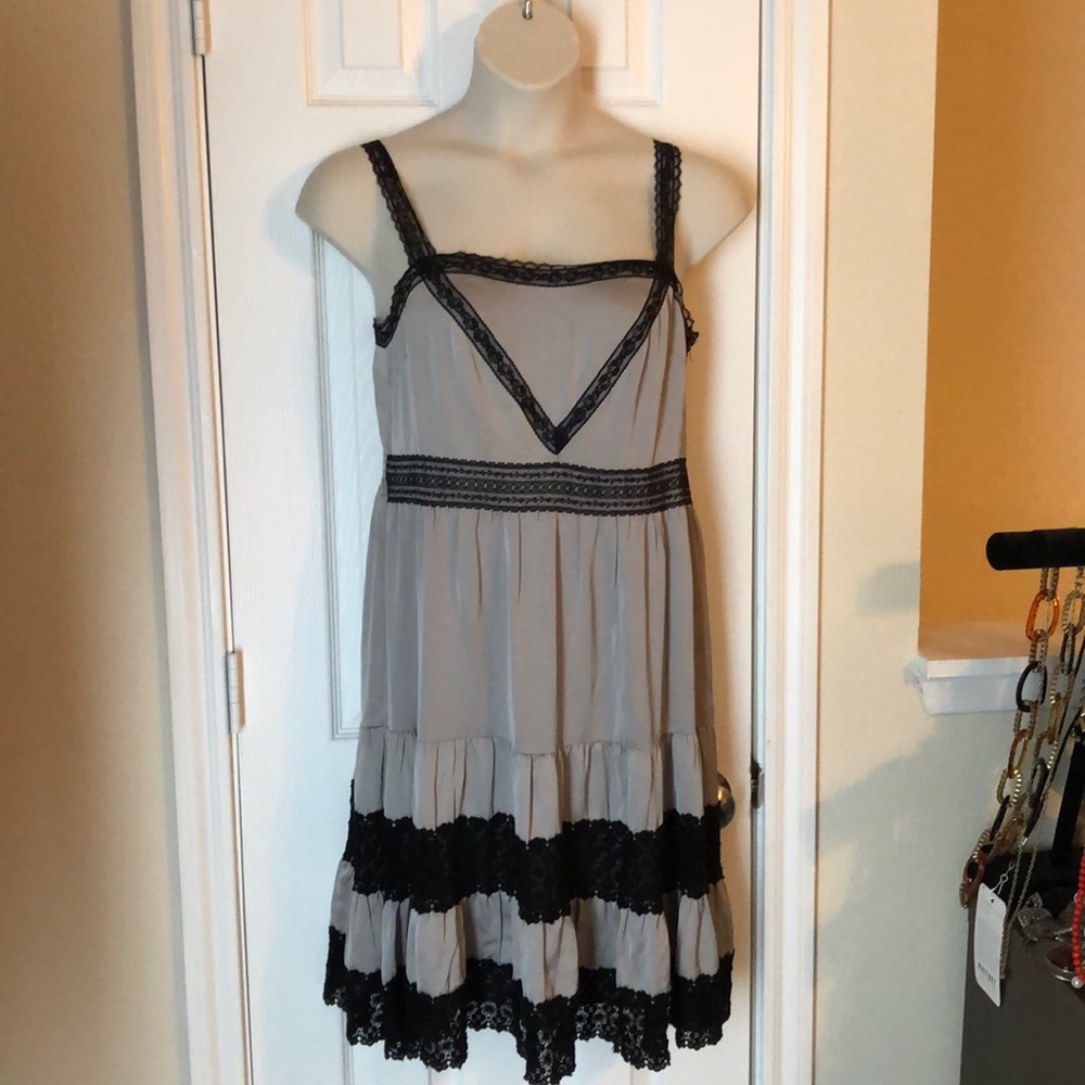 NWT Gray-Silver Satin Cocktail Dress